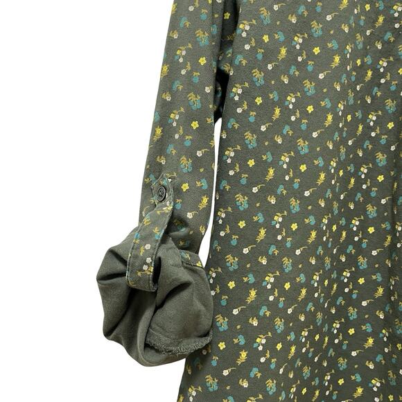 PrAna Womens Salinda Ditsy Floral Button Up Top Size S Olive Organic Cotton - Picture 8 of 10